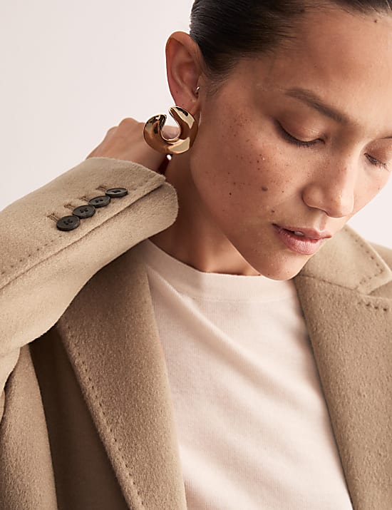 Manteau boyfriend coupe droite 100 % laine