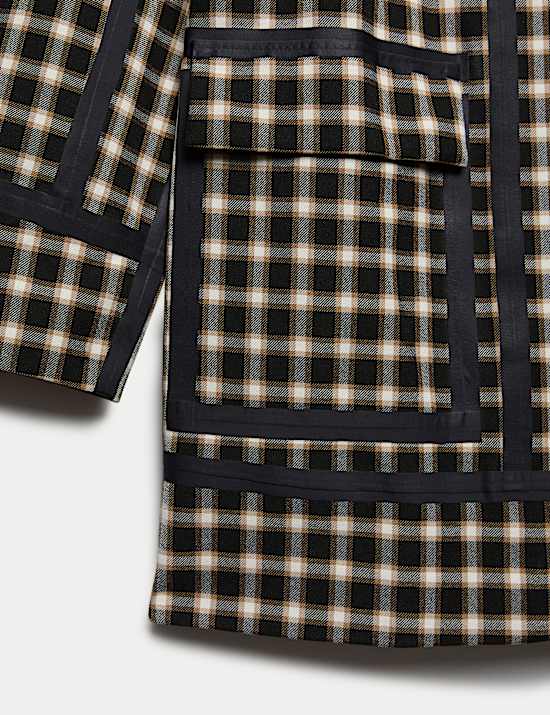 Waterproof Checked Hooded Short Raincoat