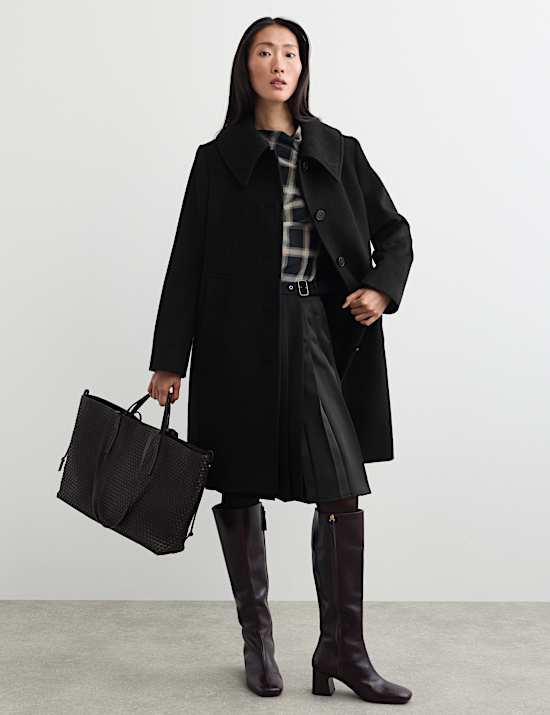 Pure Wool Collared Short Coat