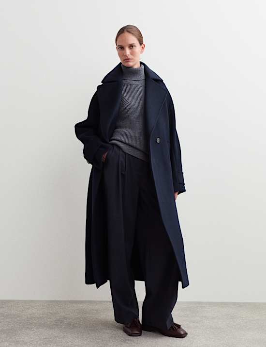 Pure Wool Relaxed Longline Cocoon Coat