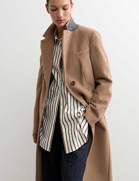 Μακρύ, φαρδύ παλτό από 100% μαλλί