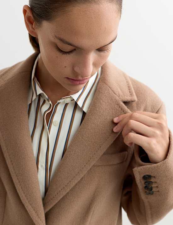 Μακρύ, φαρδύ παλτό από 100% μαλλί