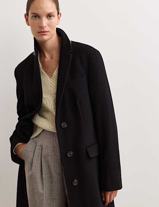 Lange boyfriend-jas van zuiver wol