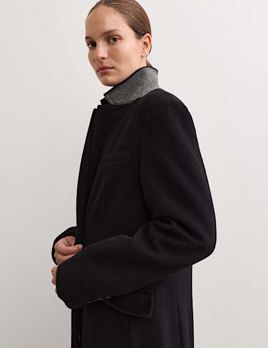 Lange boyfriend-jas van zuiver wol