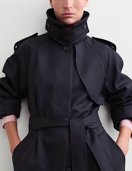 Wool Blend Longline Trench Coat