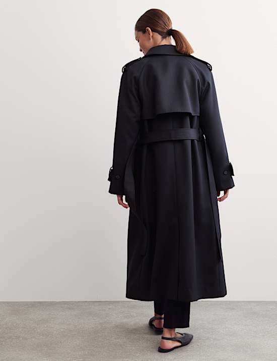 Wool Blend Longline Trench Coat