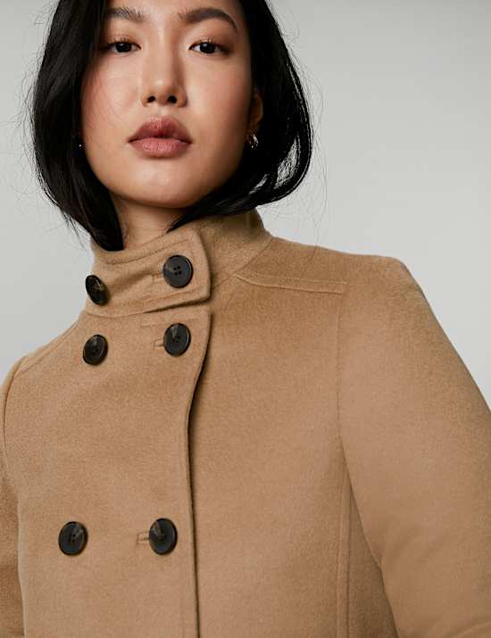 Pure Wool Funnel Neck Car Coat