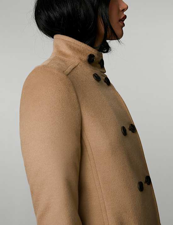 Pure Wool Funnel Neck Car Coat