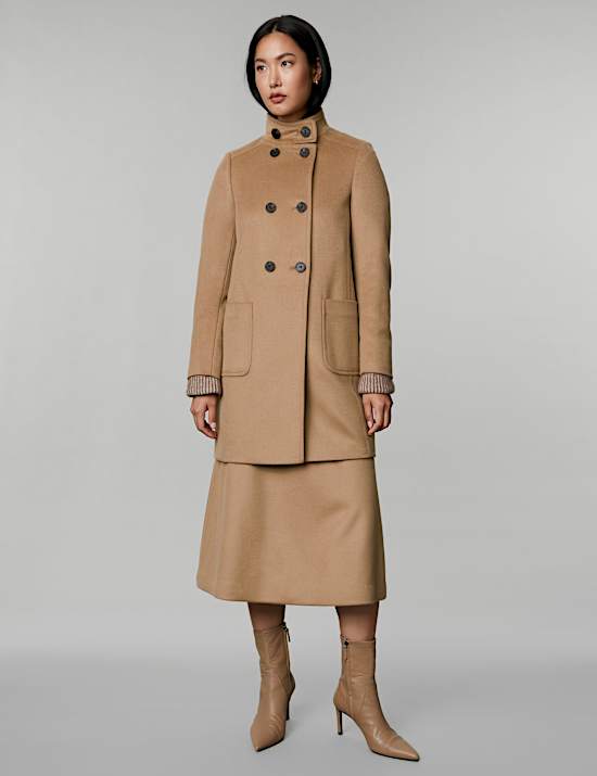 Pure Wool Funnel Neck Car Coat
