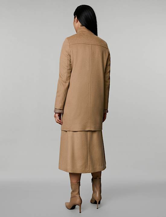 Pure Wool Funnel Neck Car Coat