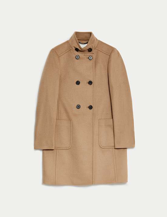 Pure Wool Funnel Neck Car Coat