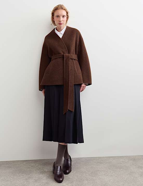 Wool Rich With Cashmere Collarless Coat