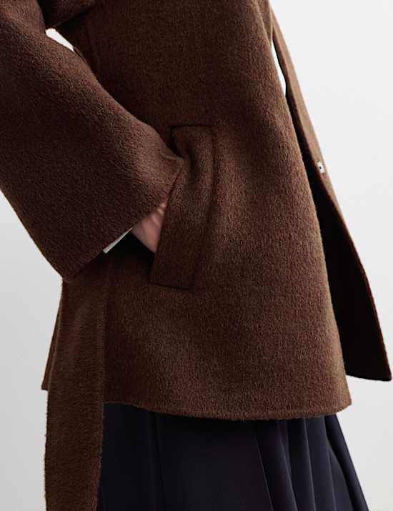 Wool Rich With Cashmere Collarless Coat