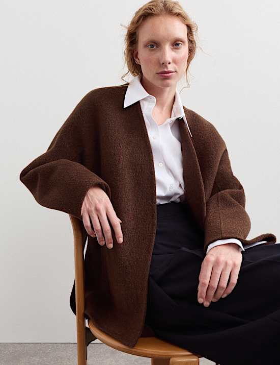 Wool Rich With Cashmere Collarless Coat