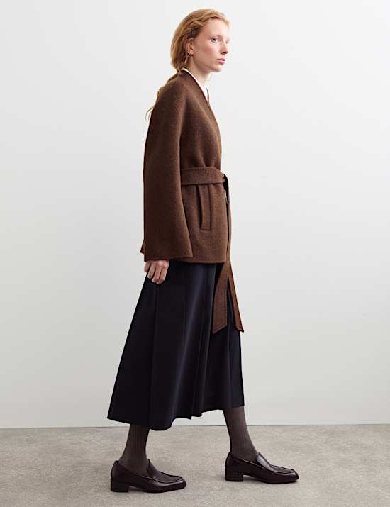 Wool Rich With Cashmere Collarless Coat