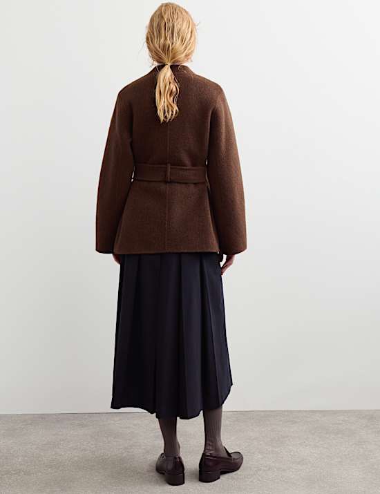 Wool Rich With Cashmere Collarless Coat