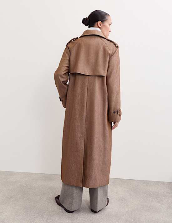 Pardessus long en sergé de laine avec encolure