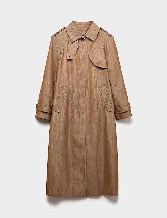 Pardessus long en sergé de laine avec encolure