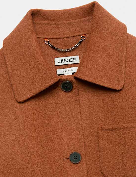 Veste courte double face en laine &agrave; encolure