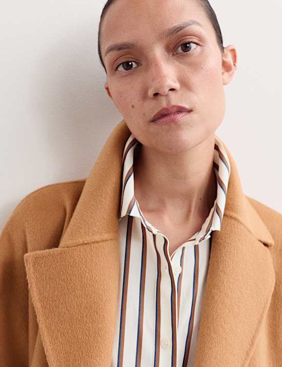 Manteau Boyfriend double face coupe longue 100 % laine