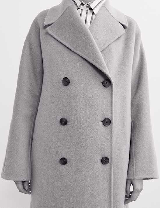 Manteau Boyfriend double face coupe longue 100 % laine