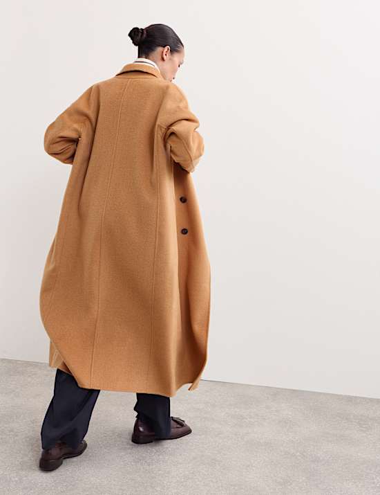 Manteau Boyfriend double face coupe longue 100 % laine