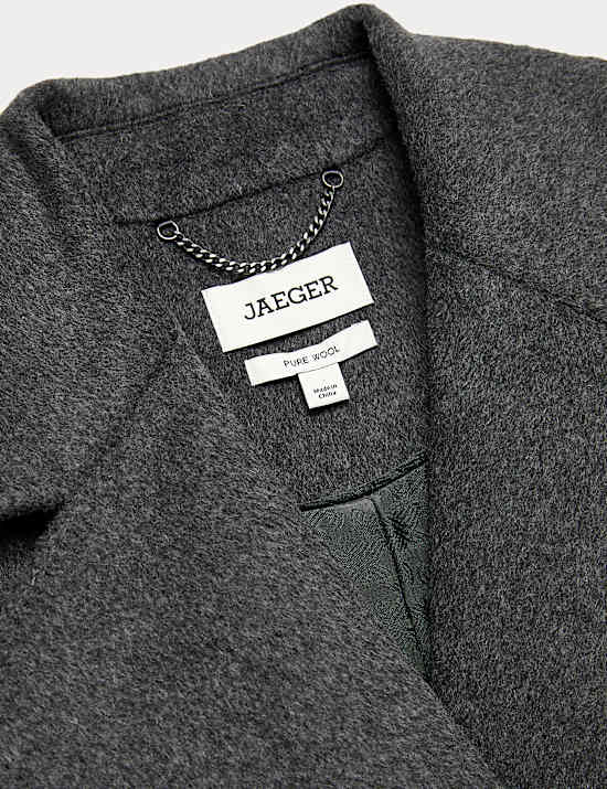 Manteau croisé coupe longue 100 % laine avec ceinture