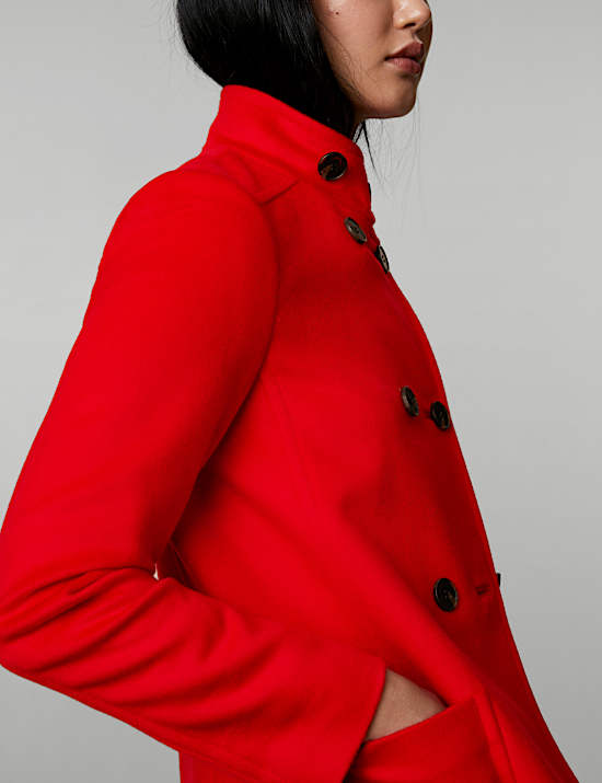 Pure Wool Funnel Neck Car Coat