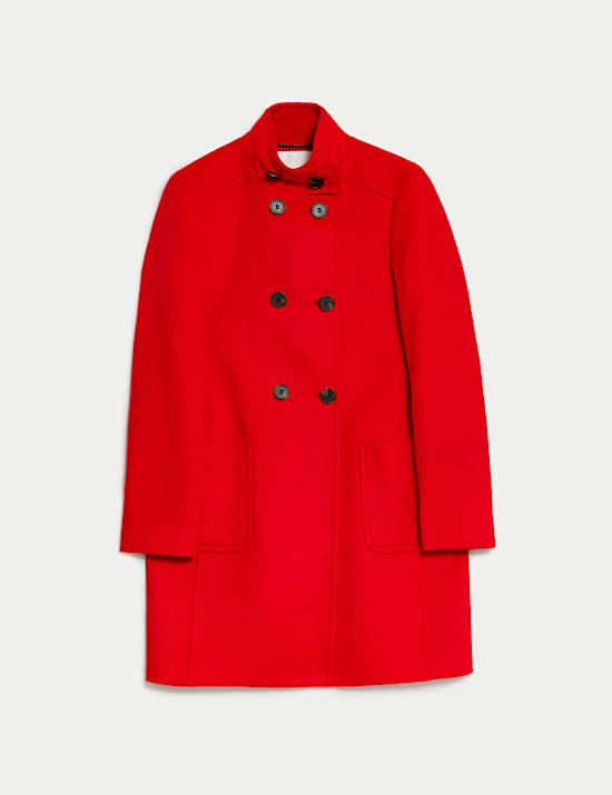 Pure Wool Funnel Neck Car Coat
