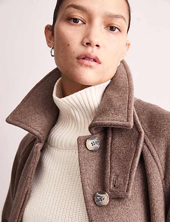 Pure Wool Funnel Tab Coat