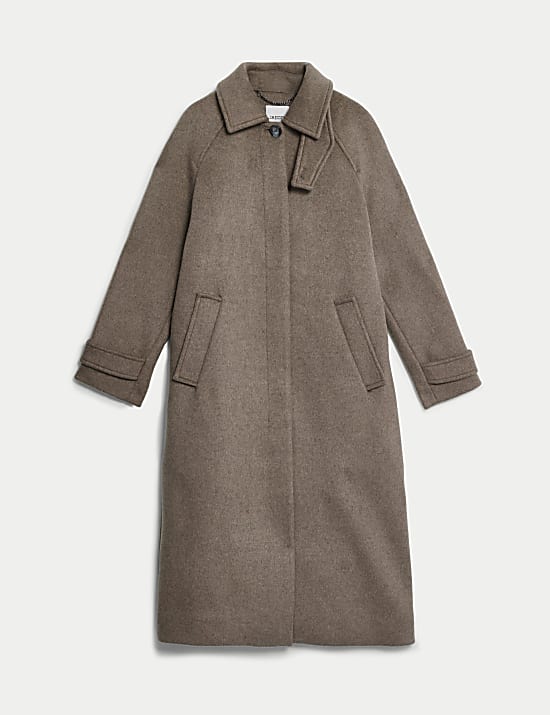 Pure Wool Funnel Tab Coat