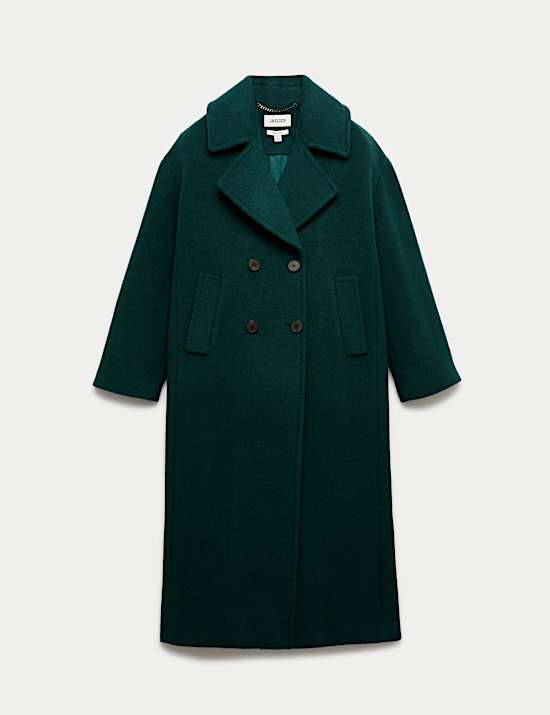 Ontspannen lange cocoon-jas van zuivere wol