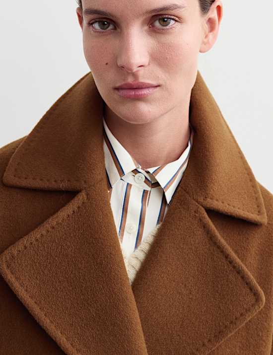 Manteau coupe longue décontractée style cocon 100 % laine