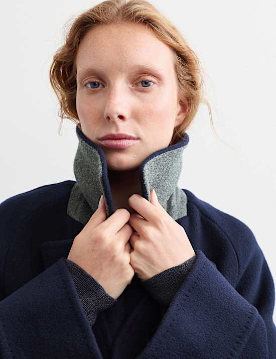 Manteau cocon coupe crois&eacute;e 100 % laine