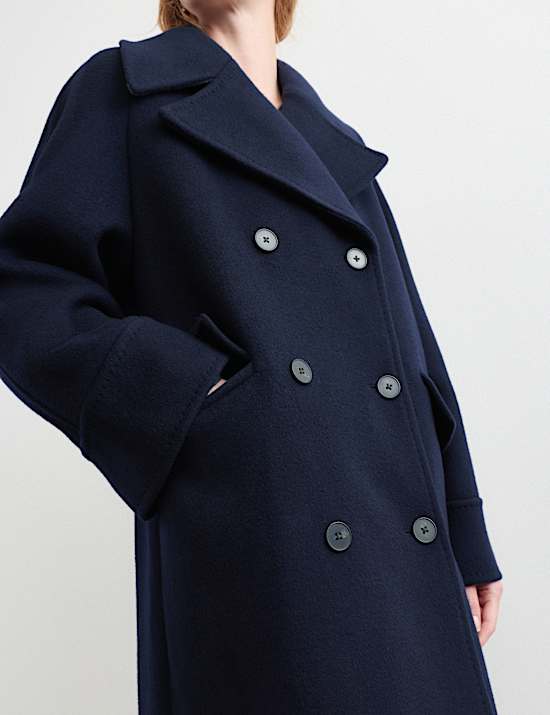 Manteau cocon coupe crois&eacute;e 100 % laine