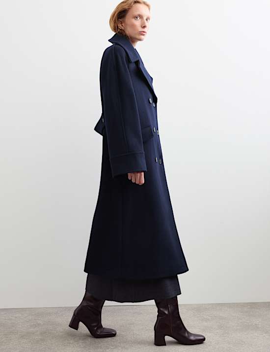 Manteau cocon coupe crois&eacute;e 100 % laine