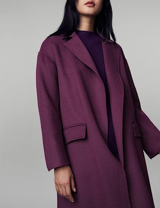 Pure Wool Belted Longline Wrap Coat