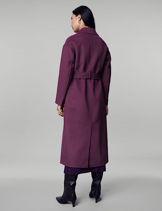 Pure Wool Belted Longline Wrap Coat