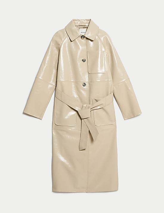 Trench coupe droite avec ceinture en cuir