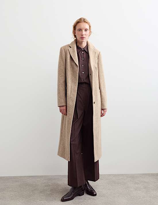 Wool With Silk Longline Boyfriend Coat
