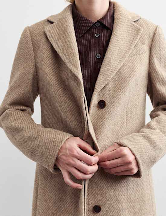 Wool With Silk Longline Boyfriend Coat