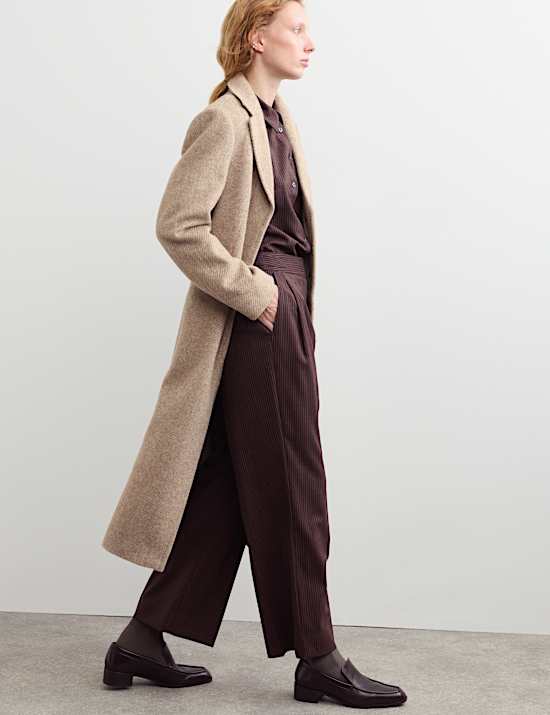 Wool With Silk Longline Boyfriend Coat