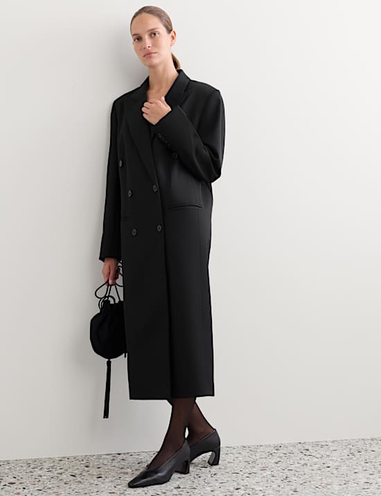 Pure Wool Tailored Double Breasted Longline Coat