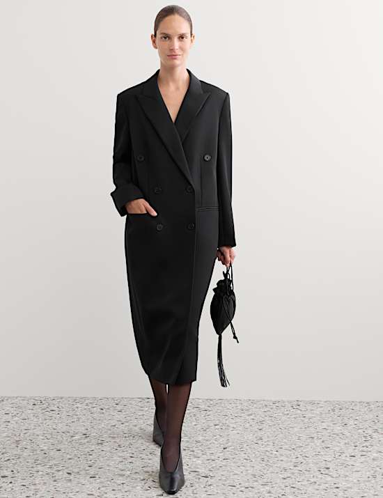Pure Wool Tailored Double Breasted Longline Coat