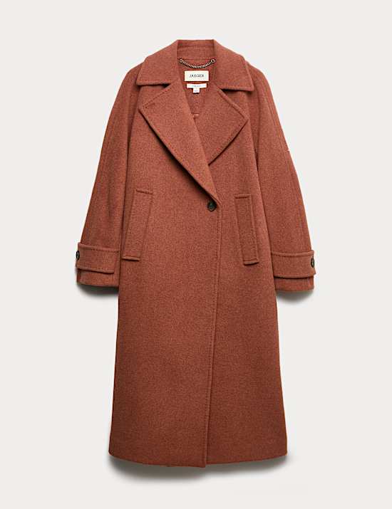 Manteau coupe longue décontractée style cocon 100 % laine