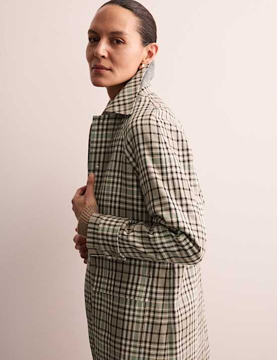 Caban 100 % coton &agrave; carreaux avec encolure