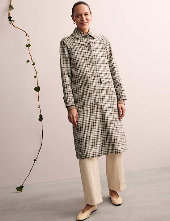 Caban 100 % coton &agrave; carreaux avec encolure