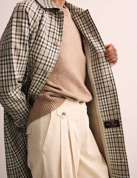 Caban 100 % coton &agrave; carreaux avec encolure