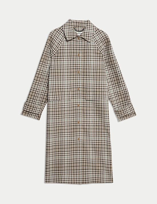 Caban 100 % coton &agrave; carreaux avec encolure