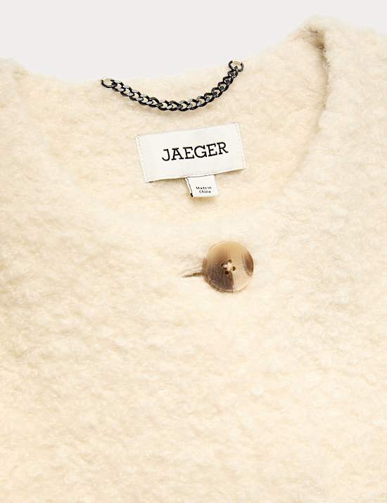 Manteau en laine bouclée avec mohair sans col